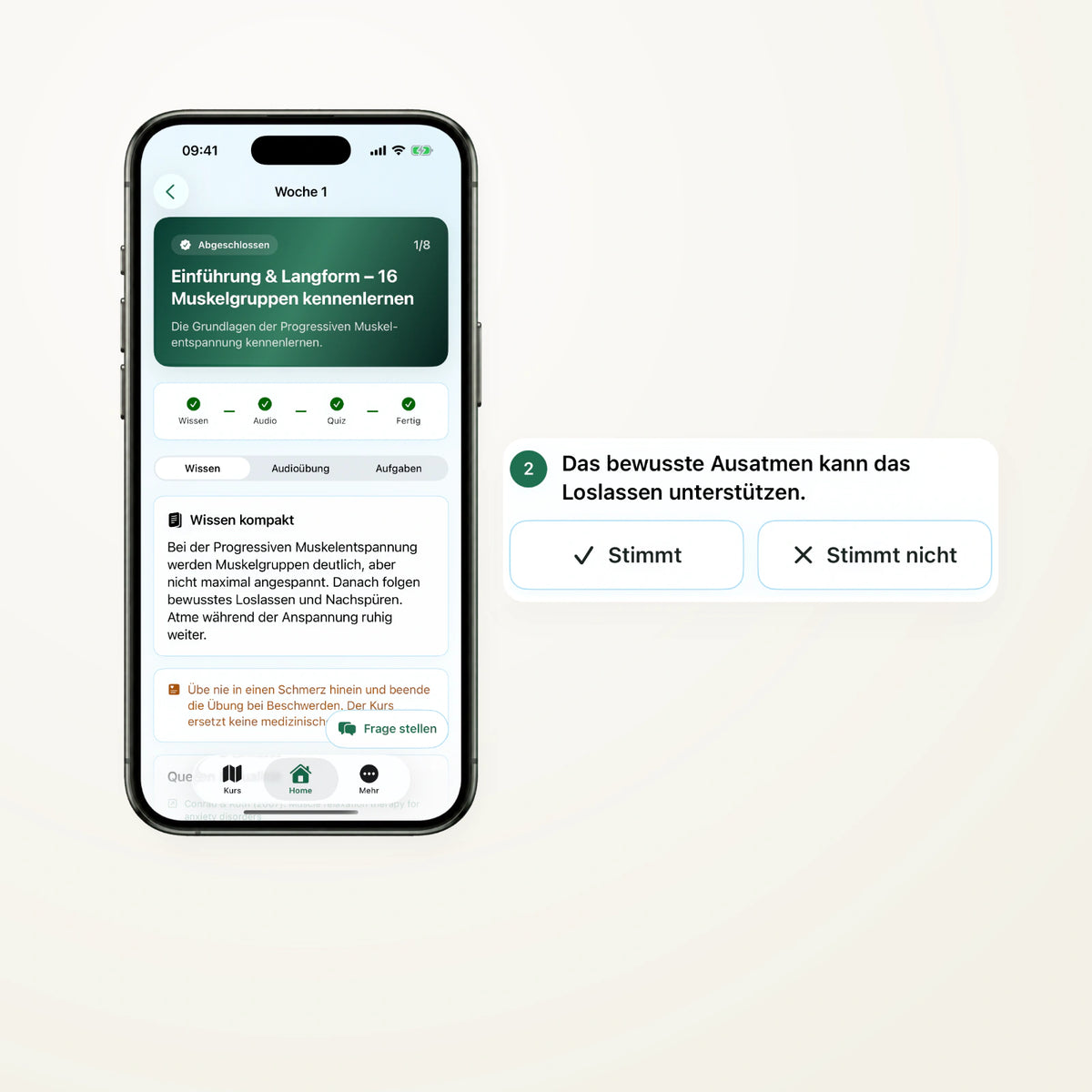 Originale PREVURA App mit vollständigen vergrößerten Inhaltselementen