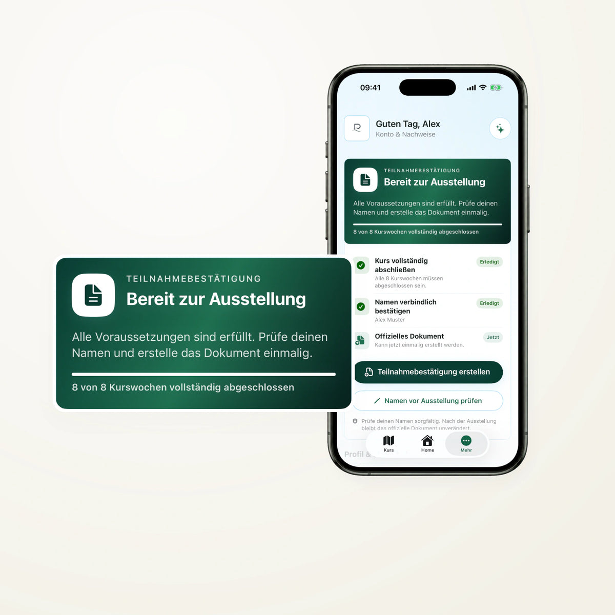 Originale PREVURA App mit vollständigen vergrößerten Inhaltselementen