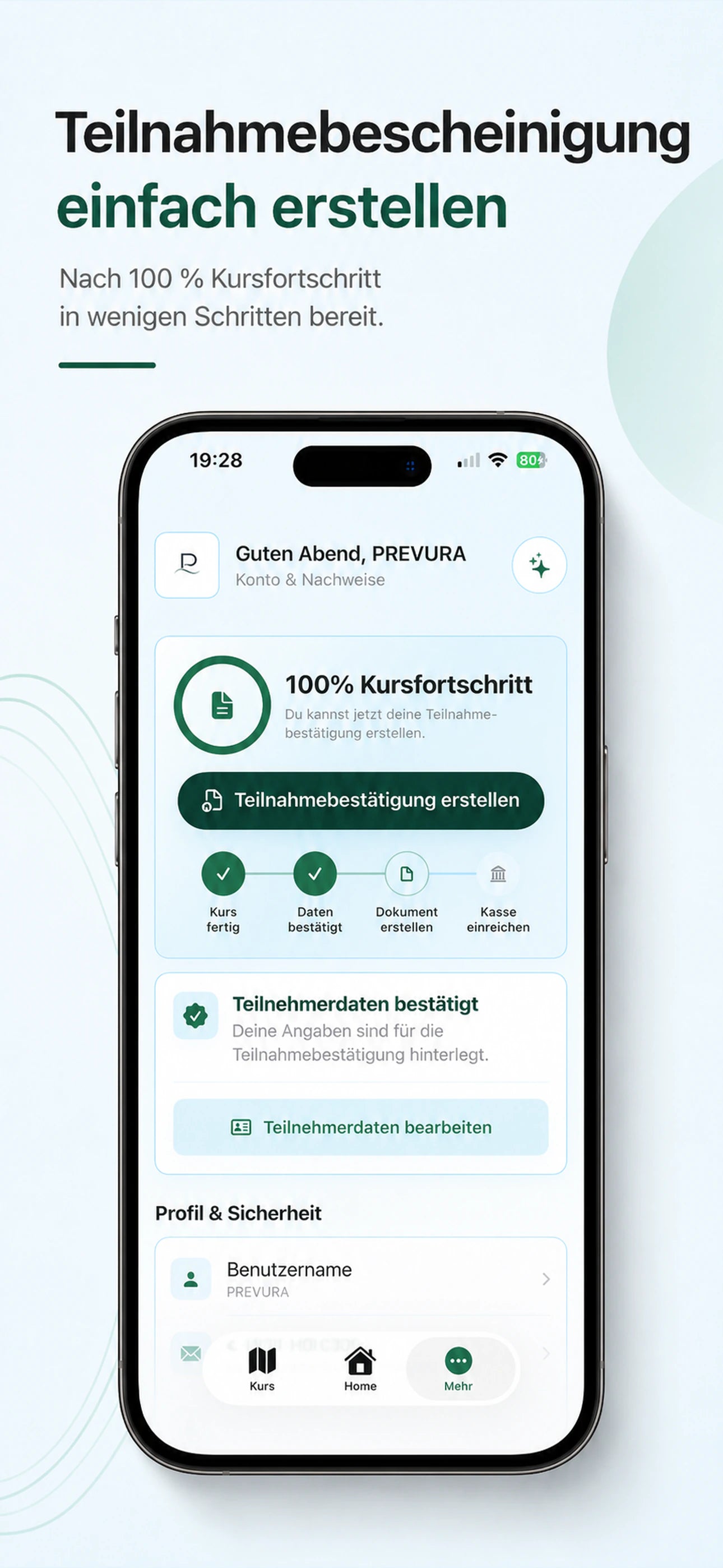 PREVURA App Screen Wochenstruktur