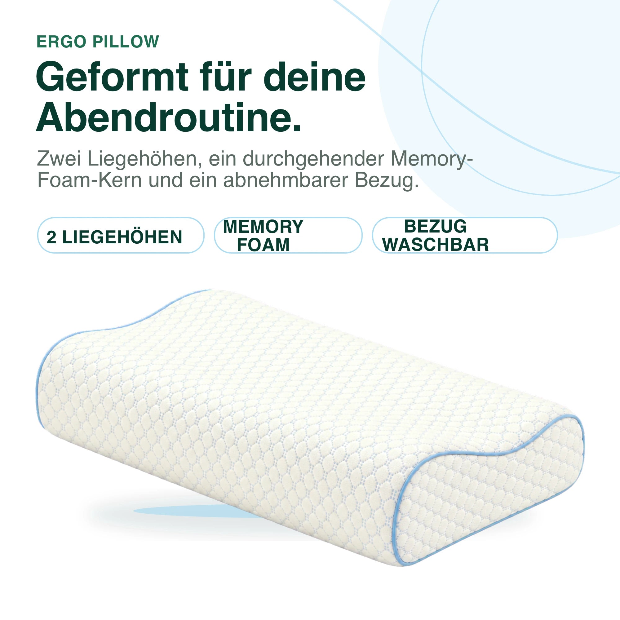 ERGO PILLOW mit geformtem Memory-Foam-Kern