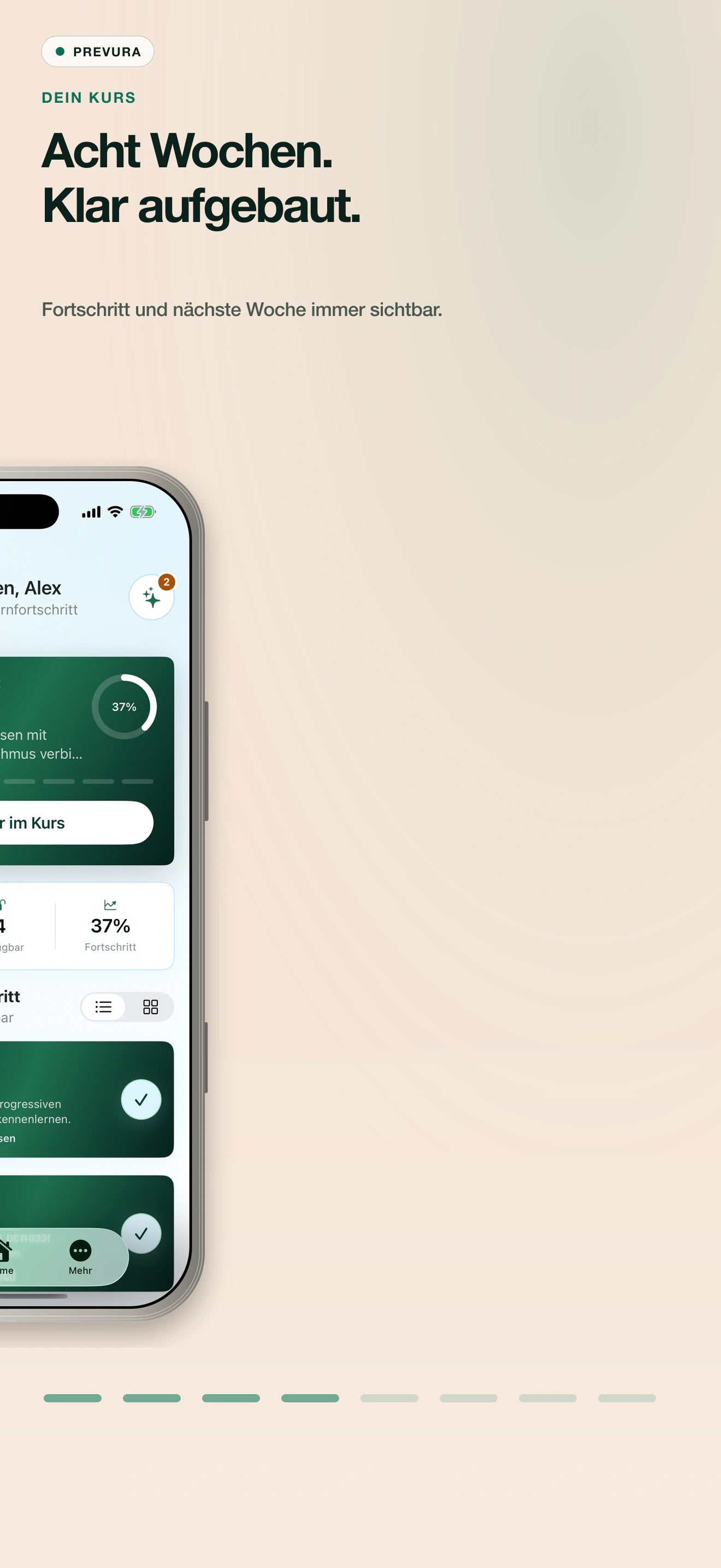 Native PREVURA SwiftUI-Kursübersicht als zweite Hälfte des gemeinsamen Kurs-iPhones