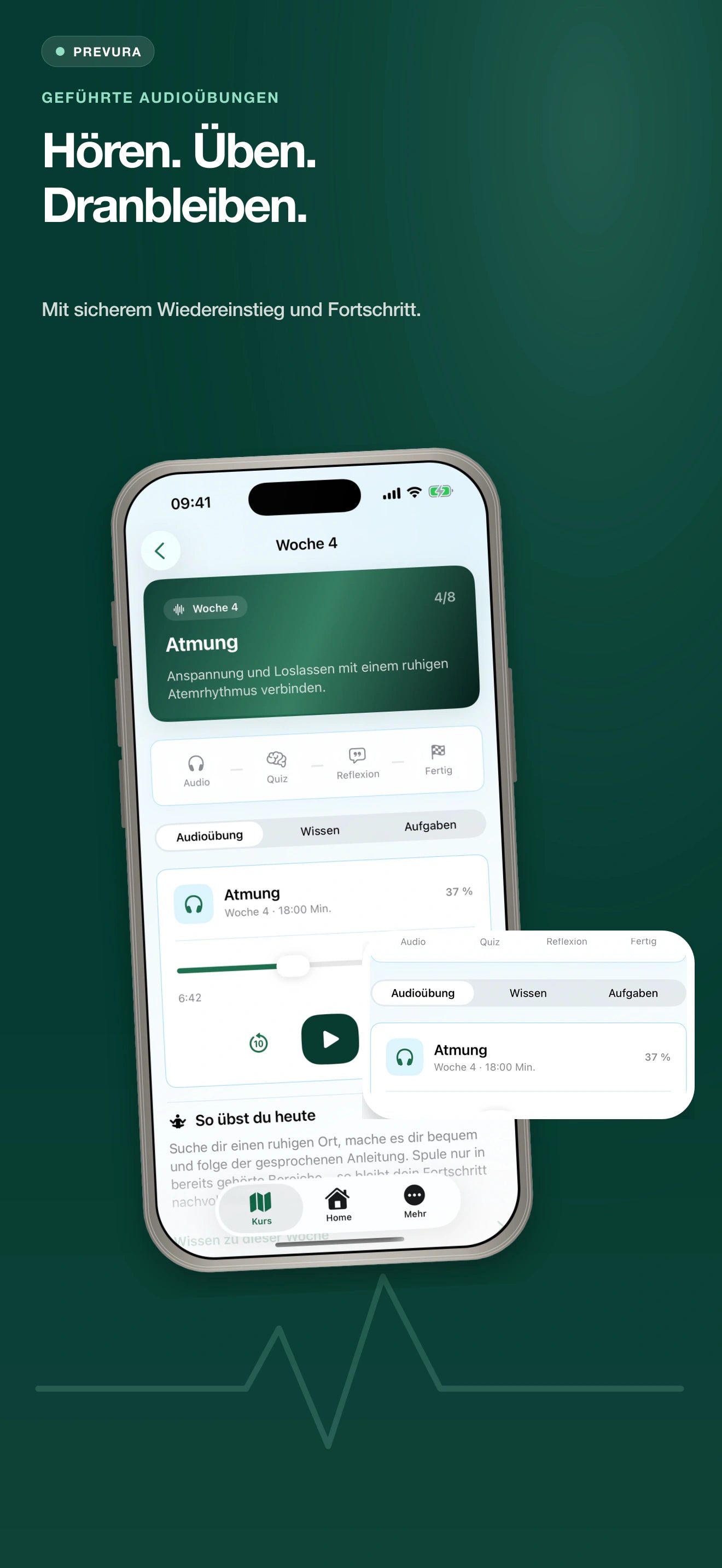 Native PREVURA SwiftUI-Audioübung mit einem gezielten Wiedergabe-Detail