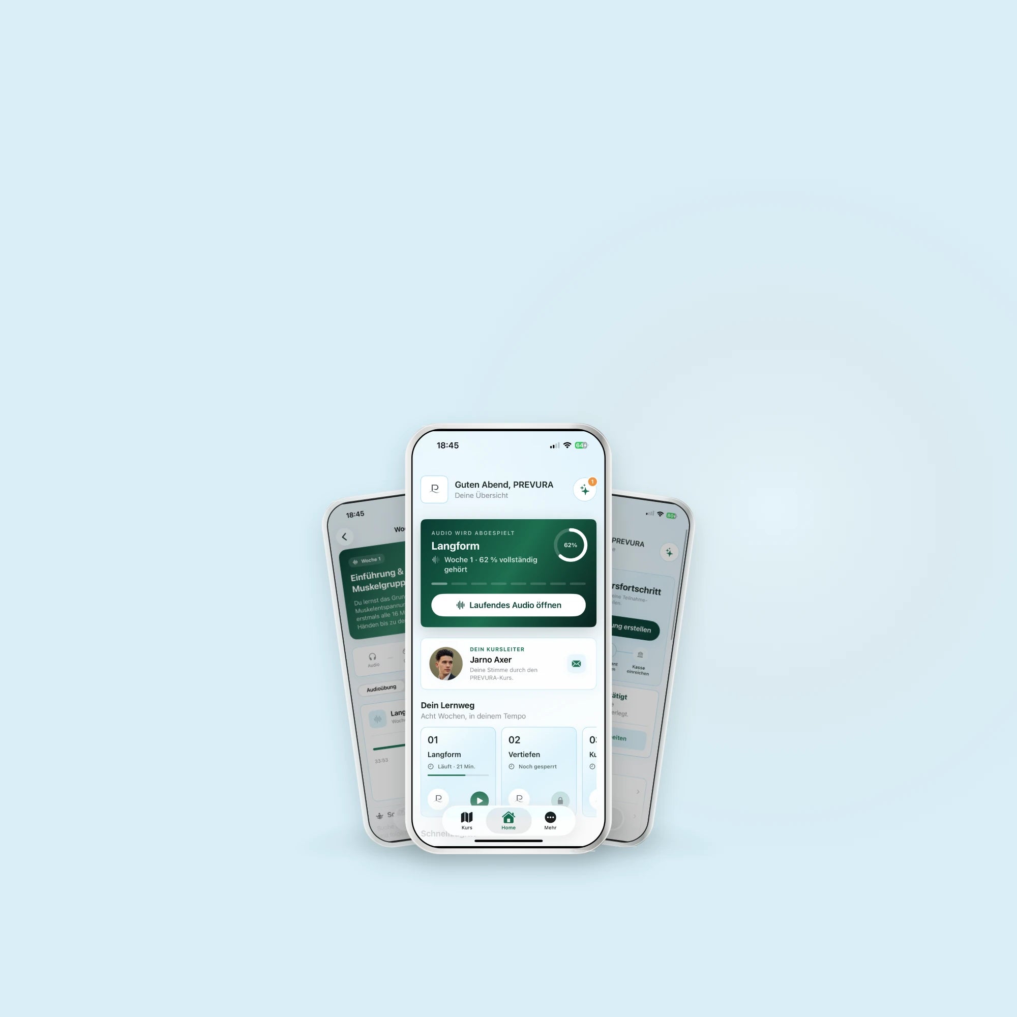 PREVURA App mit persönlichem Kursfortschritt