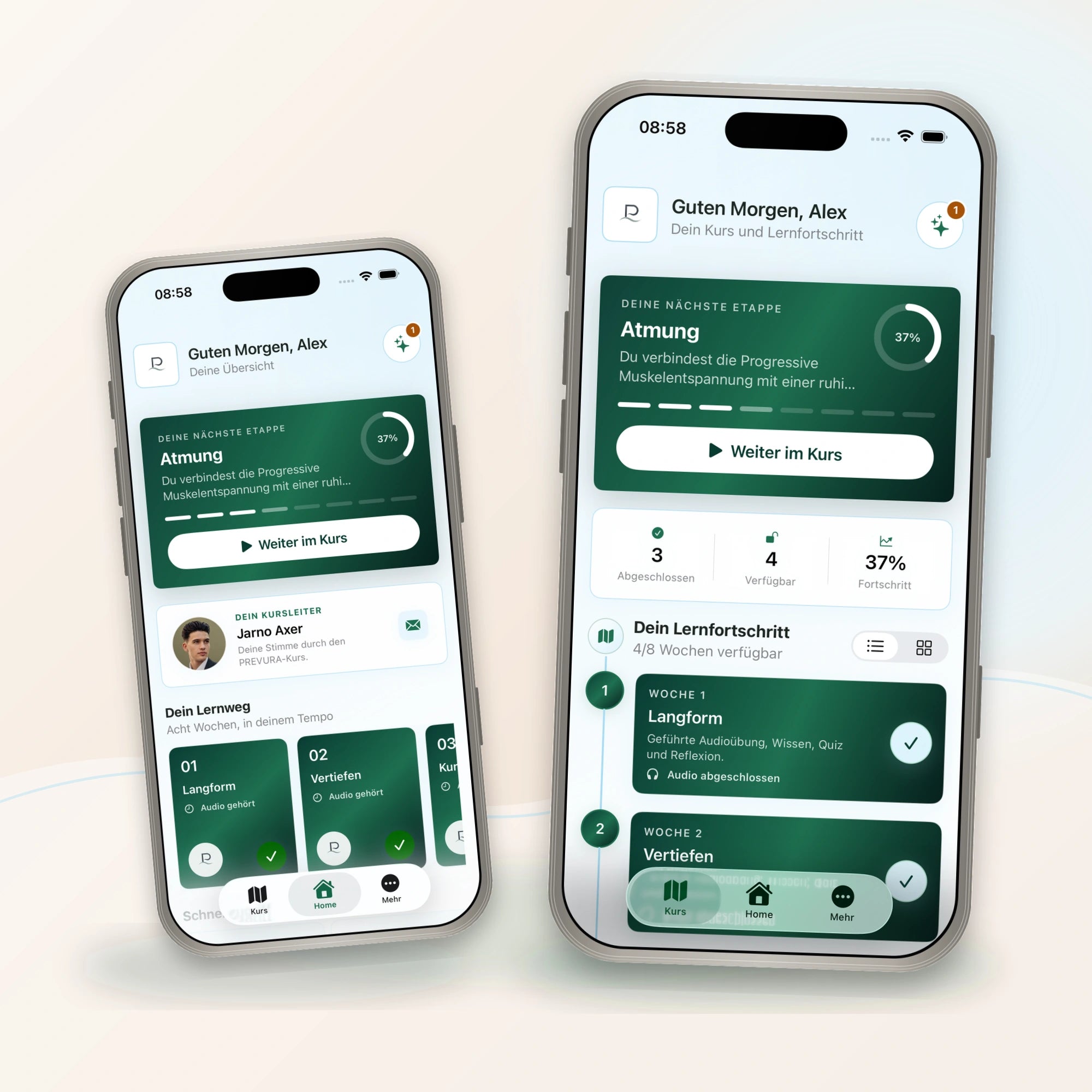 Nativer SwiftUI-Kursweg mit Fortschritt in der PREVURA App