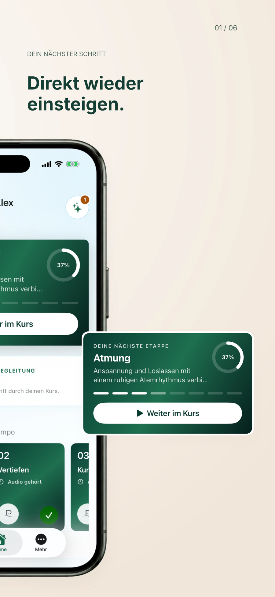 Dein nächster Schritt – rechte Hälfte des iPhones