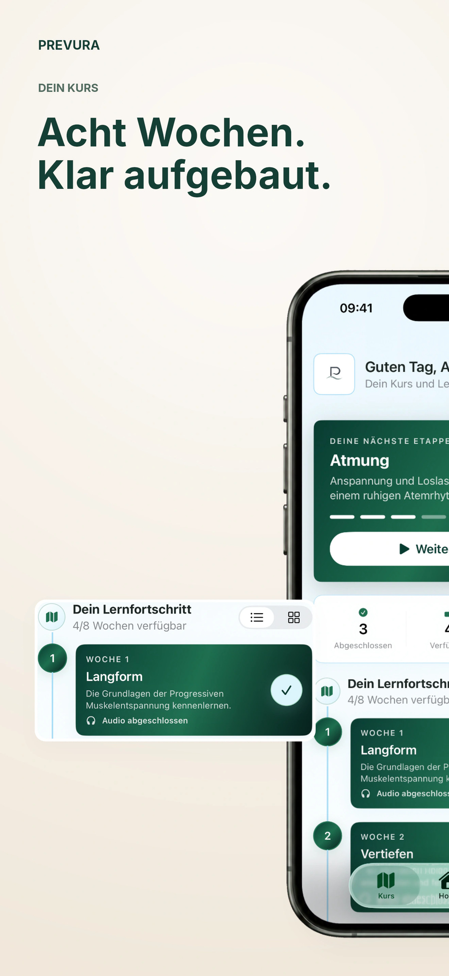 Dein Acht-Wochen-Kurs – linke Hälfte des iPhones
