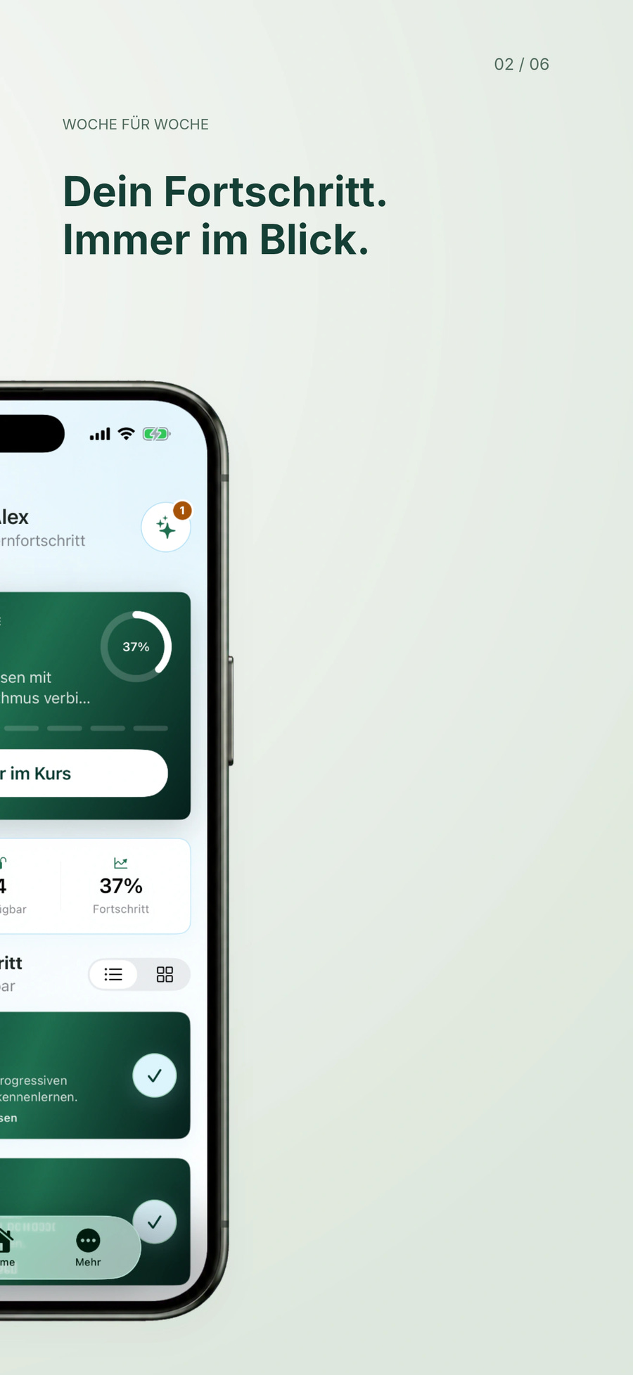 Dein Acht-Wochen-Kurs – rechte Hälfte des iPhones
