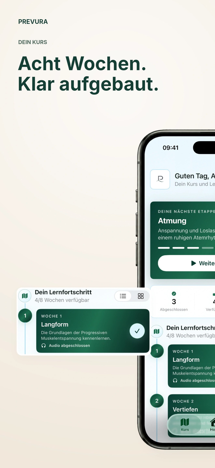 Dein Acht-Wochen-Kurs – linke Hälfte des iPhones